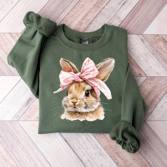 Bunny Easter Sweatshirt - Military Green