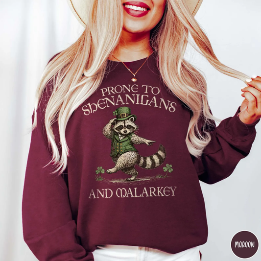 Shenanigans St Patrick's Day Sweatshirt - Maroon
