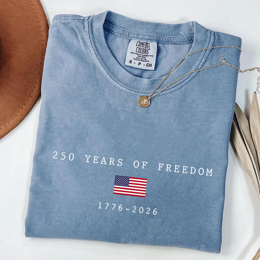 250 Years Freedom 4th of July Sweatshirt - Light Blue
