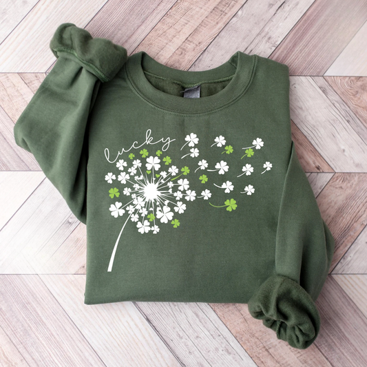 Dandelion St Patrick's Day Sweatshirt - Military Green