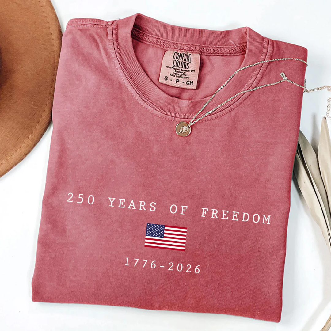 250 Years Freedom 4th of July Sweatshirt - Light Red