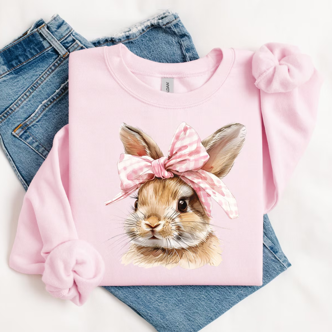 Bunny Easter Sweatshirt - Light Pink