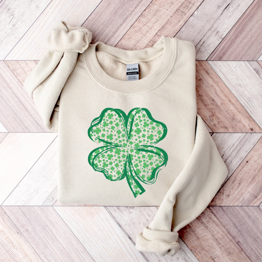 Shamrock St Patrick's Day Sweatshirt - Sand