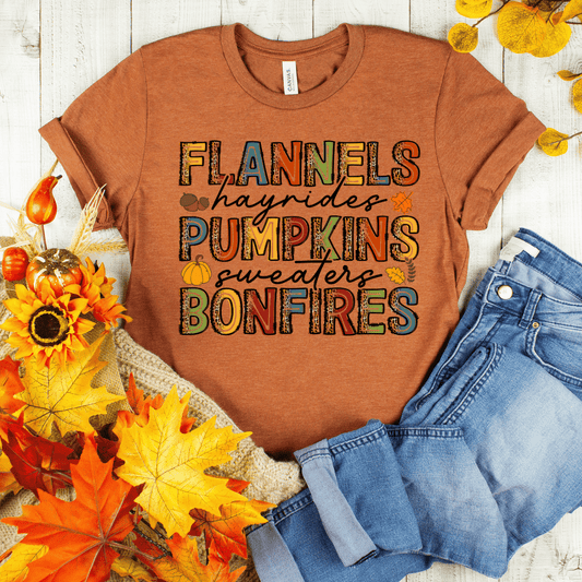 Flannels Pumpkins Bonfires Fall Shirt