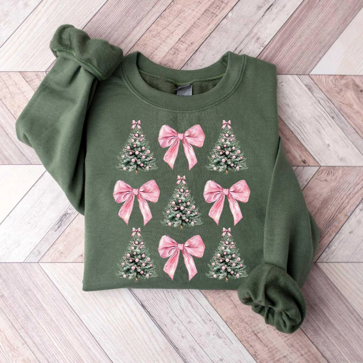 Trees Bow Christmas Sweatshirt