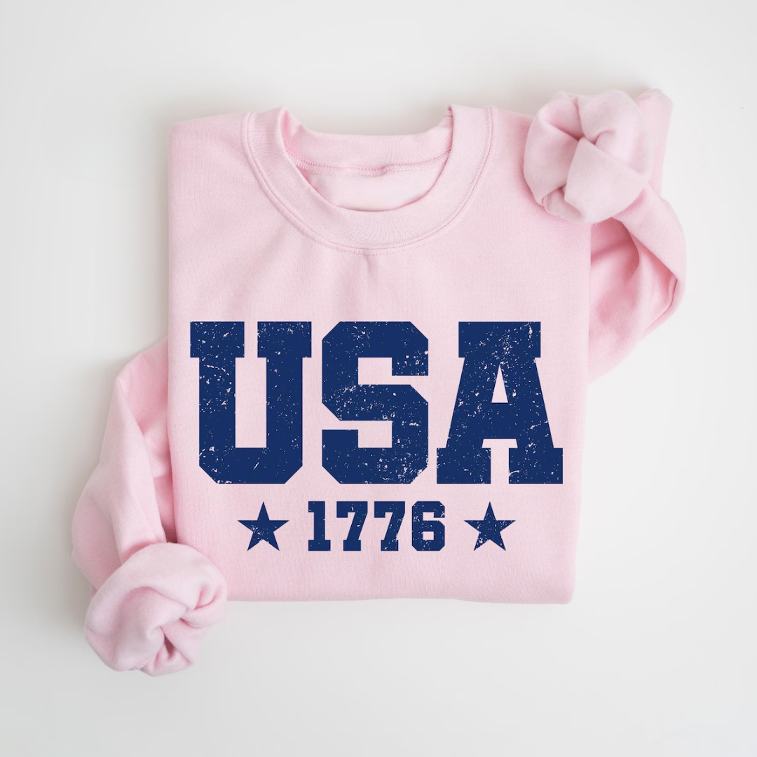 USA 4th of July Sweatshirt - Light Pink