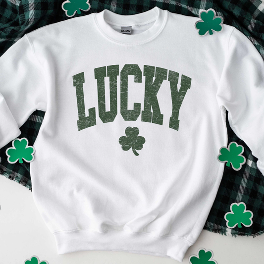 Lucky St Patrick's Day Sweatshirt - White