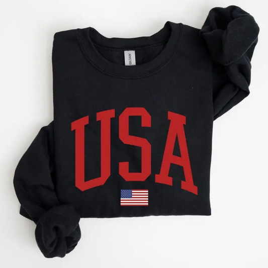 USA Festive 4th of July Sweatshirt - Black