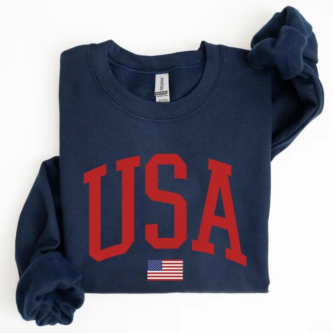 USA Festive 4th of July Sweatshirt - Blue
