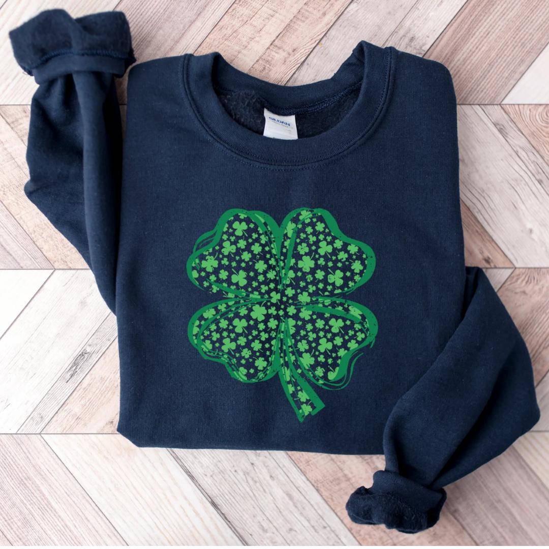 Shamrock St Patrick's Day Sweatshirt - Dark Blue