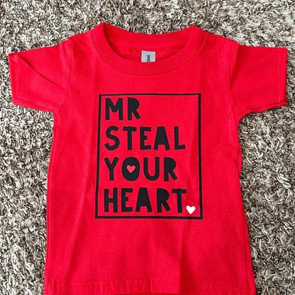 Mr Steal Your Heart Valentine's Day Youth Shirt - Red