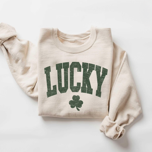 Lucky St Patrick's Day Sweatshirt - Sandstone