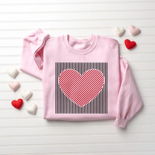 Heart Valentine's Day Sweatshirt - Light Pink