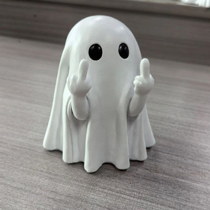 👻 Middle Finger Ghost Figurine – Edgy Halloween Resin Decor