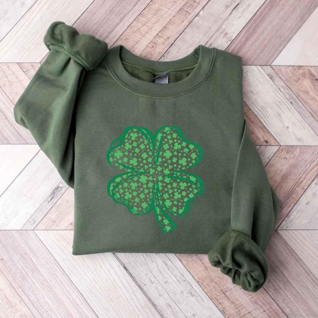 Shamrock St Patrick's Day Sweatshirt - Military Green
