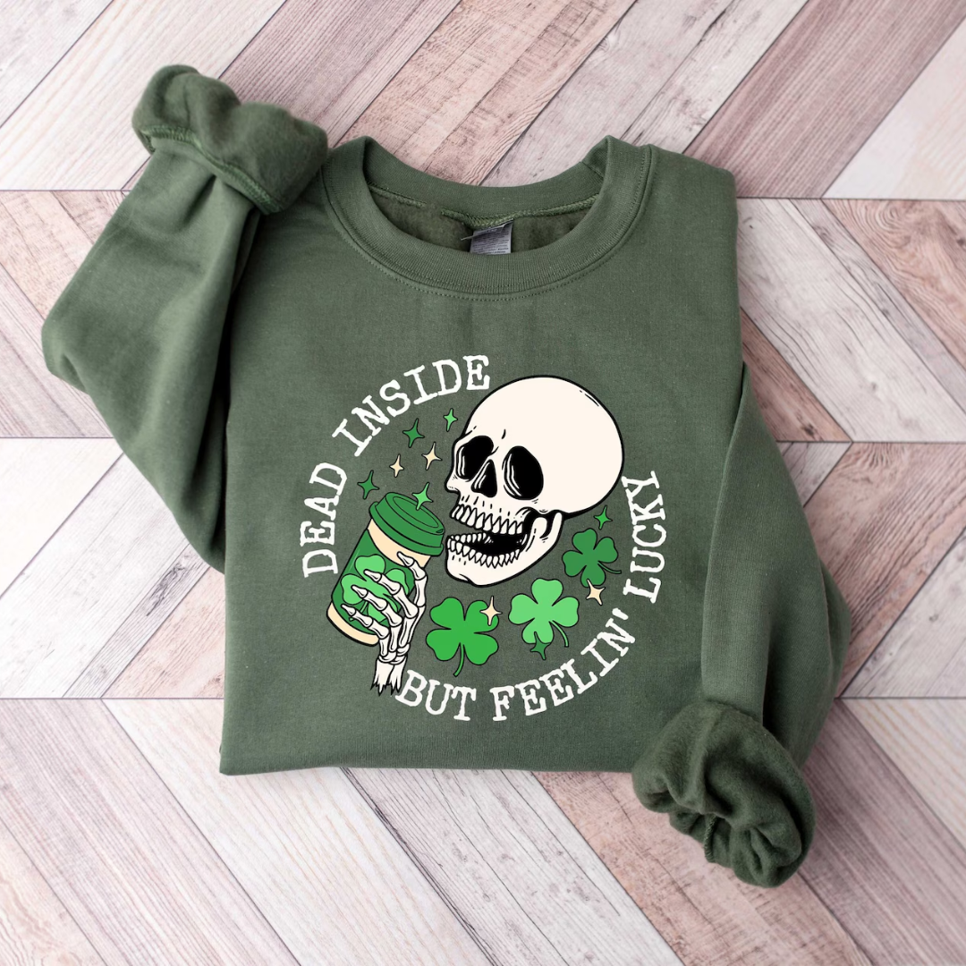 Skeleton St Patrick's Day Sweatshirt - Military Green