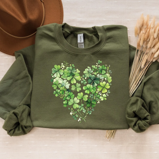 Shamrock St Patrick's Day Sweatshirt - Military Green