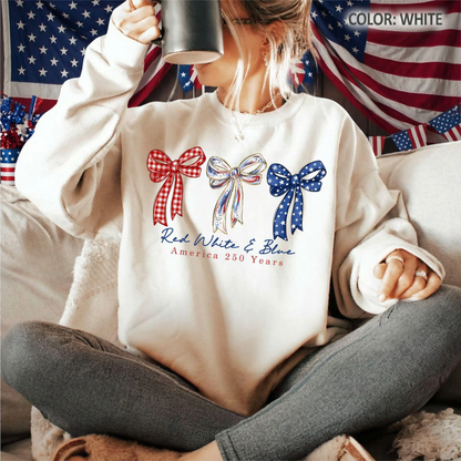 Red White Blue 4th of July Sweatshirt - Sand
