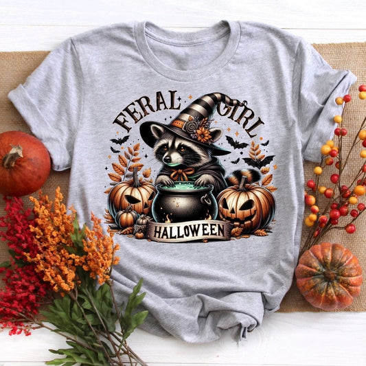 Feral Girl Halloween Fall Shirt