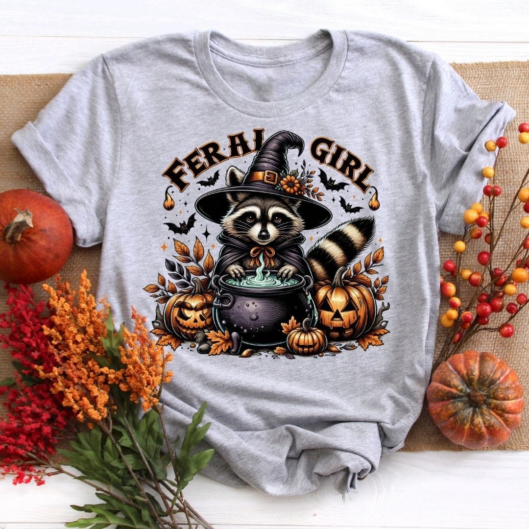 Feral Girl Raccoon Fall Shirt