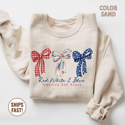 Red White Blue 4th of July Sweatshirt - Sand