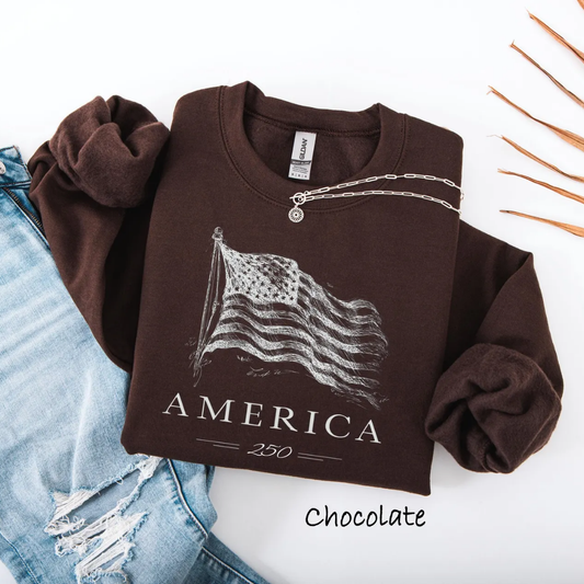 AMERICA 4th of July Sweatshirt - Chocolate