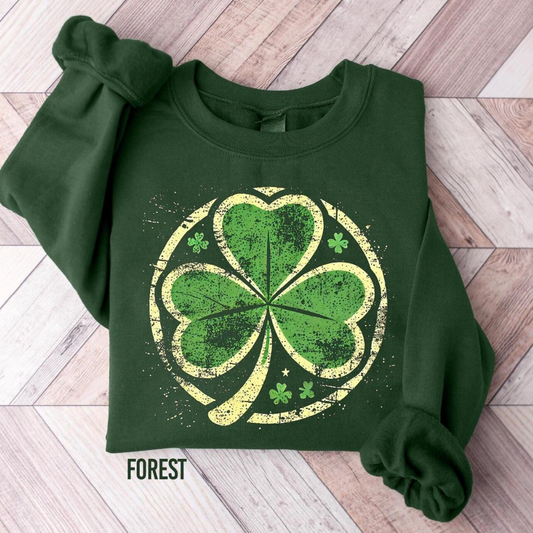 Shamrock St Patrick's Day Sweatshirt - Military Green
