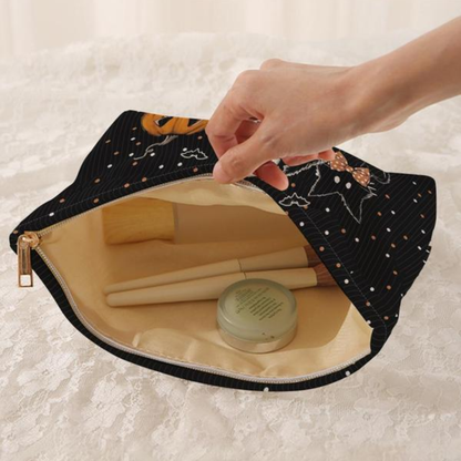 Cat & Ghost & Pumpkin Pattern Halloween Makeup Bag