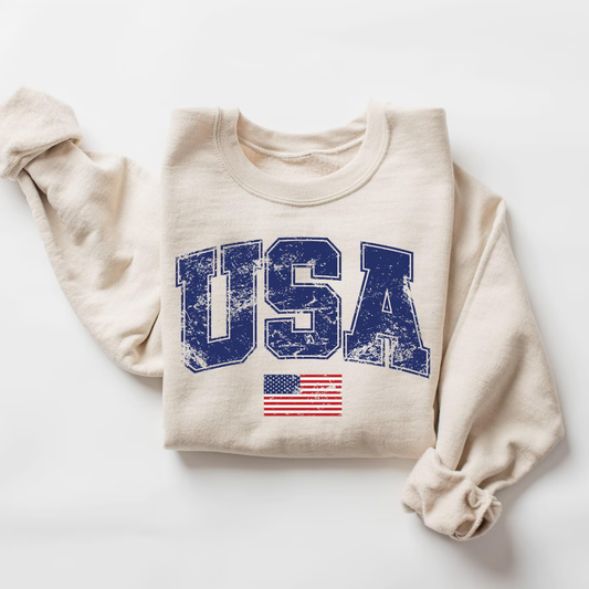 USA 4th of July Sweatshirt - Sandstone