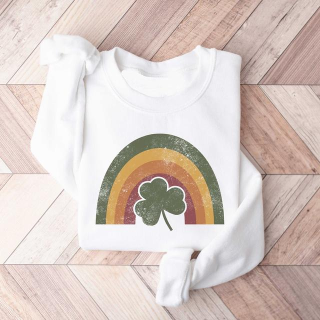 Vintage Style St Patrick's Day Sweatshirt - White