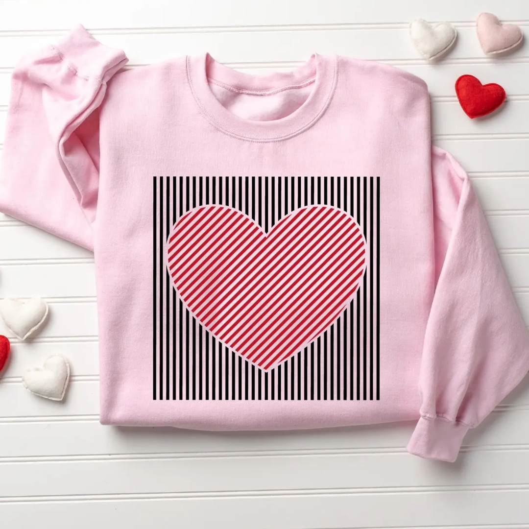Heart Valentine's Day Sweatshirt - Light Pink