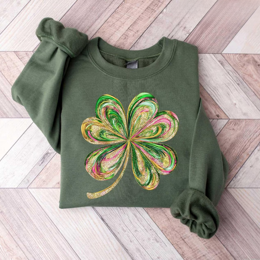 Shamrock St Patrick's Day Sweatshirt - Dark Green