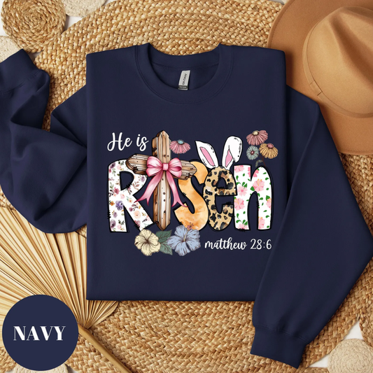 He is Risen Easter Sweatshirt - Navy