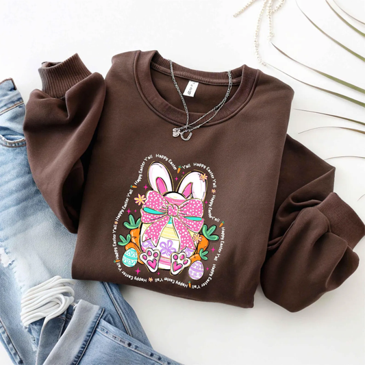 Easter Bunny Easter Sweatshirt - Brown