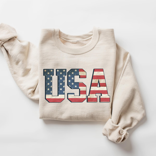 USA 4th of July Sweatshirt - Sand