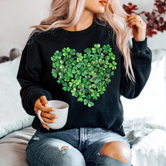 Shamrock Heart St Patrick's Day Sweatshirt - Black