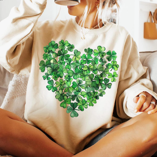 Shamrock Heart St Patrick's Day Sweatshirt - Sand