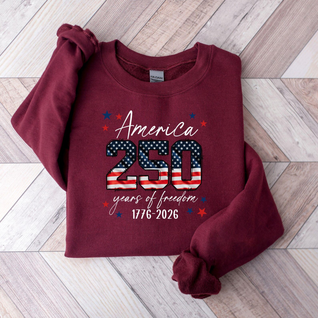 America 250 Independence Day Sweatshirt - Maroon