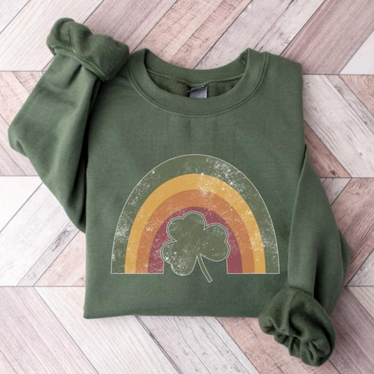 Vintage Style St Patrick's Day Sweatshirt - Military Green