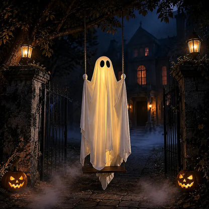 Light-Up Swinging Ghost Halloween Decoration