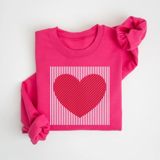 Heart Valentine's Day Sweatshirt - Heliconia