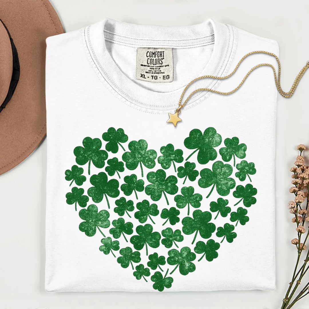 Shamrock Heart St Patrick's Day Sweatshirt - White