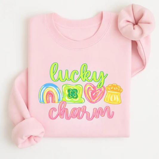 Lucky Charm St Patrick's Day Sweatshirt - Light Pink