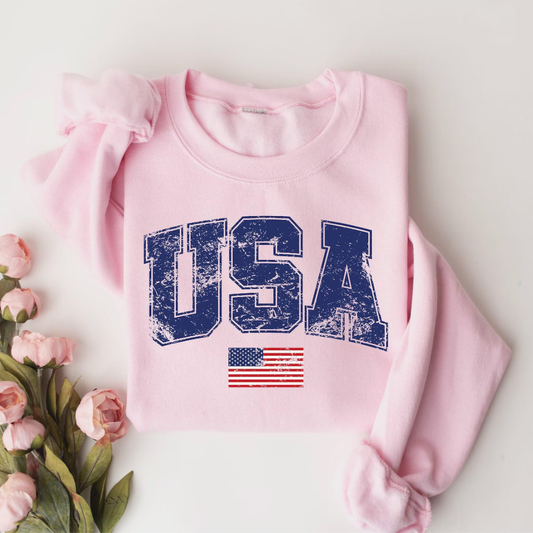 USA 4th of July Sweatshirt - Light Pink