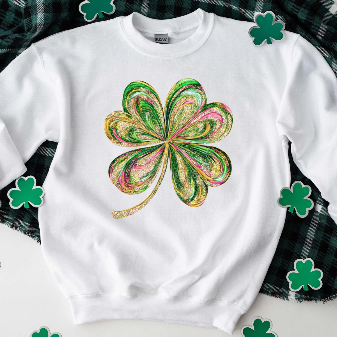 Shamrock St Patrick's Day Sweatshirt - White