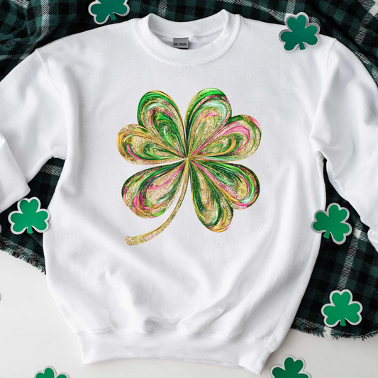 Shamrock St Patrick's Day Sweatshirt - White