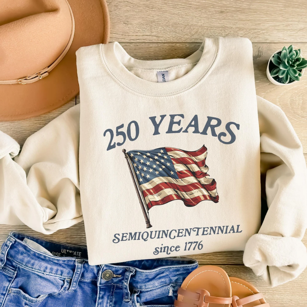 250 Years 4th of July Sweatshirt - Sand