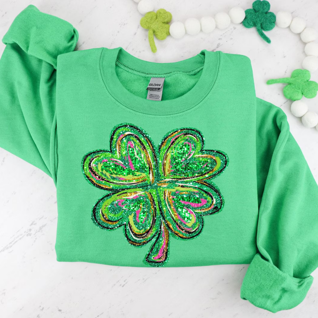 Shamrock St Patrick's Day Sweatshirt - Kelly Green