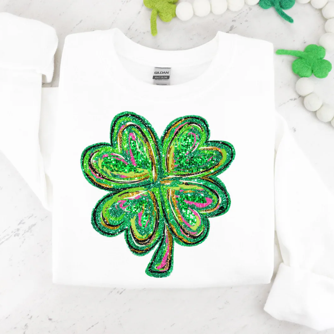 Shamrock St Patrick's Day Sweatshirt - White