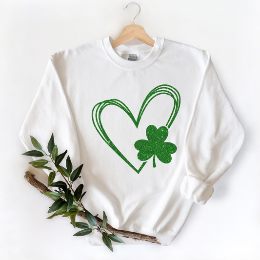 Love Shamrock St Patrick's Day Sweatshirt - White